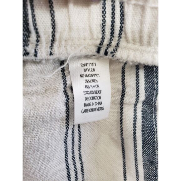 H&H by Harmony & Havoc Womens Pants Size Medium Blue White Stripe Nautical Linen - Picture 6 of 6